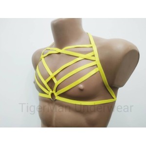 Harness Lingerie set with Open Cup Bra and Open Crotch Panties yellow