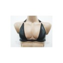 Harness Eco Leather Lingerie set with Bra and Open Crotch Panties black