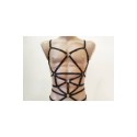 Bodysuit Harness with Open Crotch Panties and Rings black