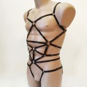 Bodysuit Harness with Open Crotch Panties and Rings black