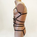 Bodysuit Harness with Open Crotch Panties and Rings black