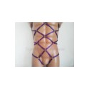 Bodysuit Harness with Choker, Open Crotch Panties and Rings purple