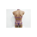 Bodysuit Harness with Open Crotch Panties and Rings purple