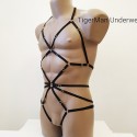 Bodysuit Harness with Open Crotch Panties and Rings black