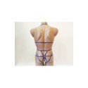 Bodysuit Harness with Open Crotch Panties and Rings blue